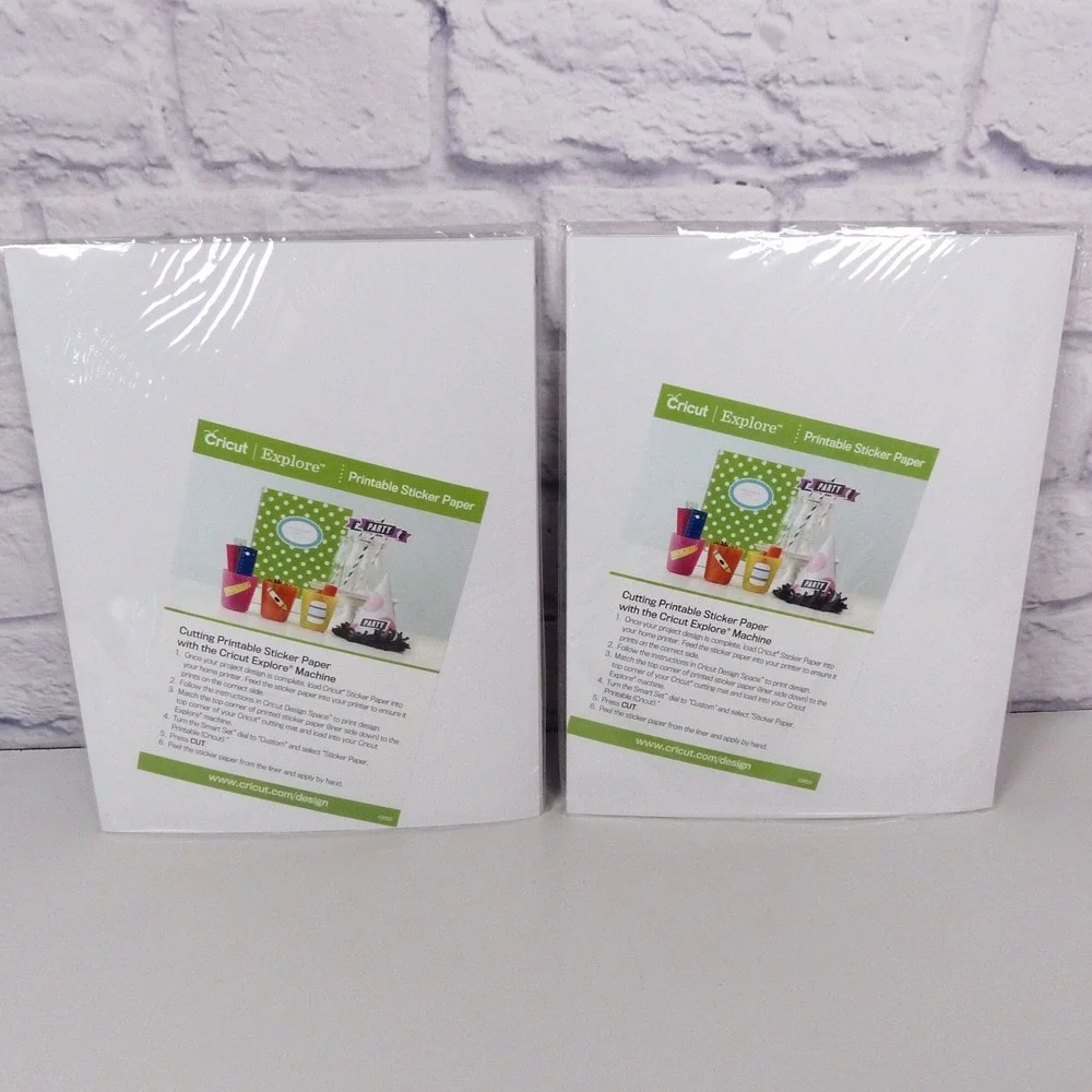 Cricut Printable Sticker Paper White 8.5x11 12 Sheets 2 Pack Bundle Crafting
